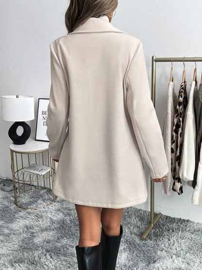 Apricot Casual Minimalist Workwear V-Neck Long Sleeve Jacket For Women
