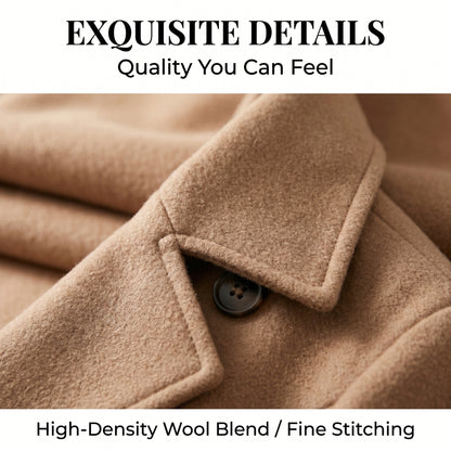 Women's Mid-Length Wool Blend Solid Color Coat