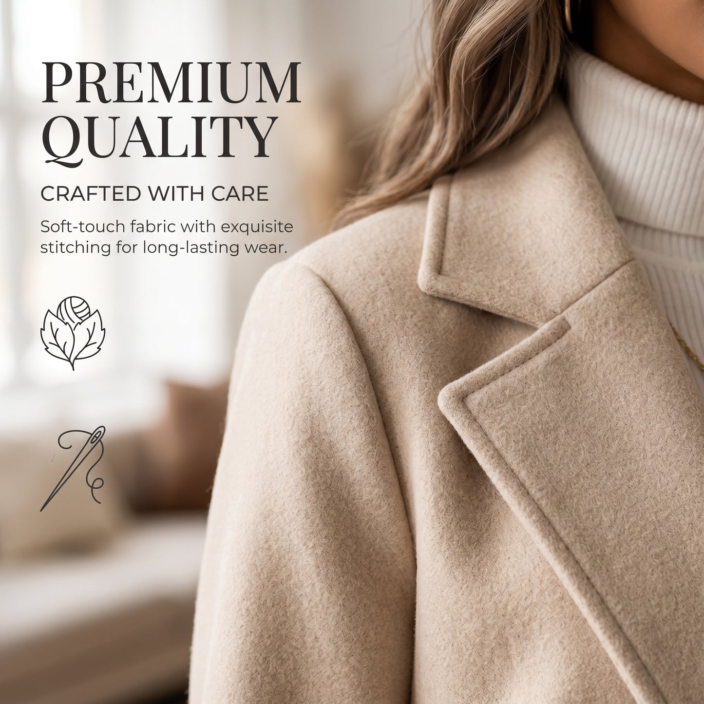 Apricot Casual Minimalist Workwear V-Neck Long Sleeve Jacket For Women