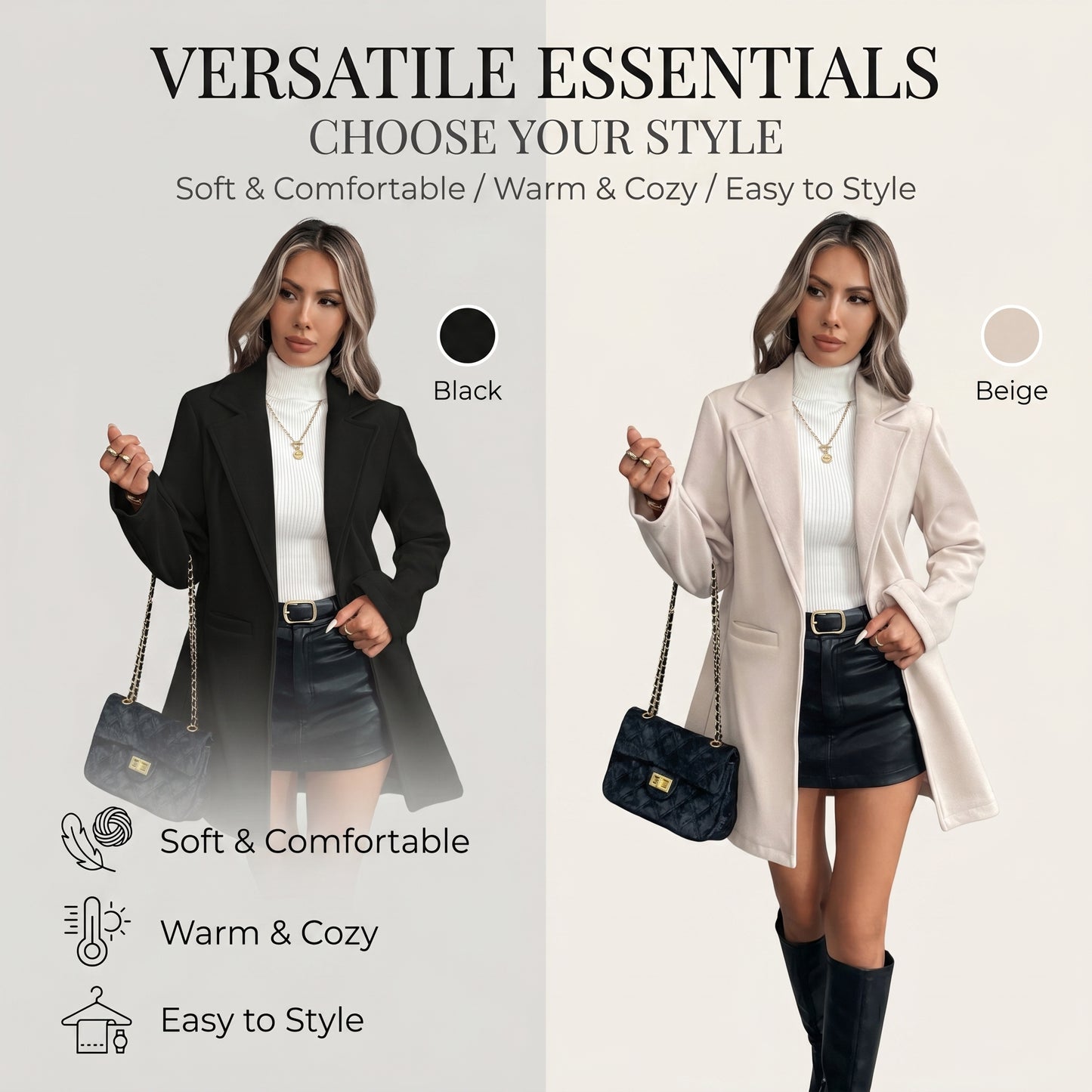 Apricot Casual Minimalist Workwear V-Neck Long Sleeve Jacket For Women