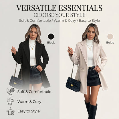 Apricot Casual Minimalist Workwear V-Neck Long Sleeve Jacket For Women