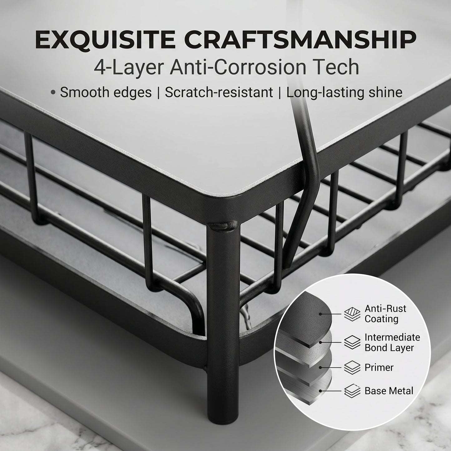 Dish Drainer Drying Rack With Cup Holder Foldable Cutlery Tray