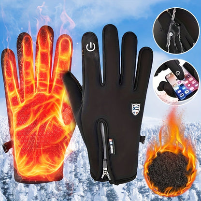 Outdoor Heated Gloves Windproof and Waterproof with Plus Velvet